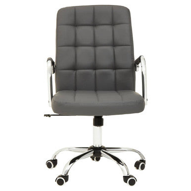 Orsina Brent Grey Faux Leather Home Office Chair with Chrome Base