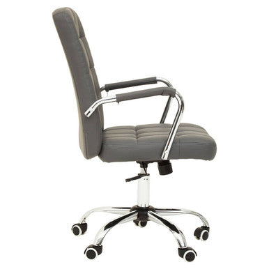 Orsina Brent Grey Faux Leather Home Office Chair with Chrome Base