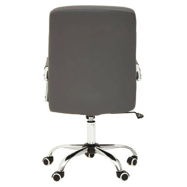 Orsina Brent Grey Faux Leather Home Office Chair with Chrome Base