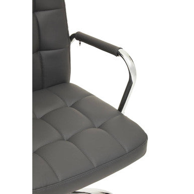 Orsina Brent Grey Faux Leather Home Office Chair with Chrome Base