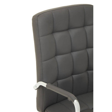 Orsina Brent Grey Faux Leather Home Office Chair with Chrome Base