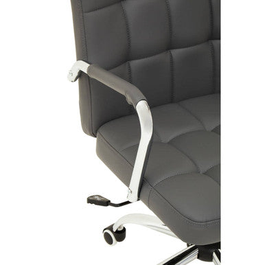 Orsina Brent Grey Faux Leather Home Office Chair with Chrome Base