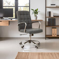 Orsina Brent Grey Faux Leather Home Office Chair with Chrome Base