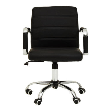 Orsina Brent Black Faux Leather Home Office Chair with Chrome Base