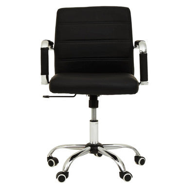 Orsina Brent Black Faux Leather Home Office Chair with Chrome Base