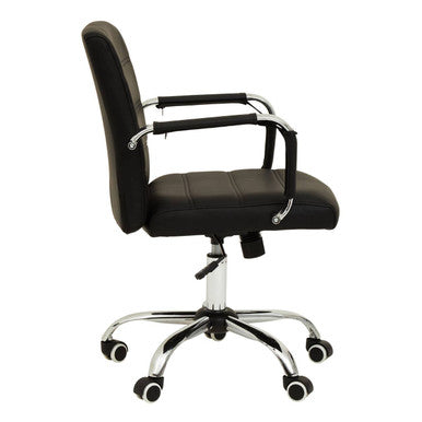 Orsina Brent Black Faux Leather Home Office Chair with Chrome Base