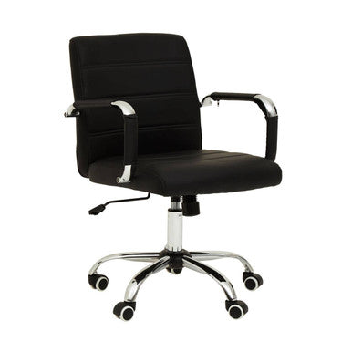 Orsina Brent Black Faux Leather Home Office Chair with Chrome Base