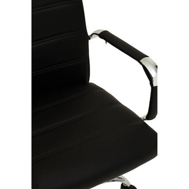 Orsina Brent Black Faux Leather Home Office Chair with Chrome Base