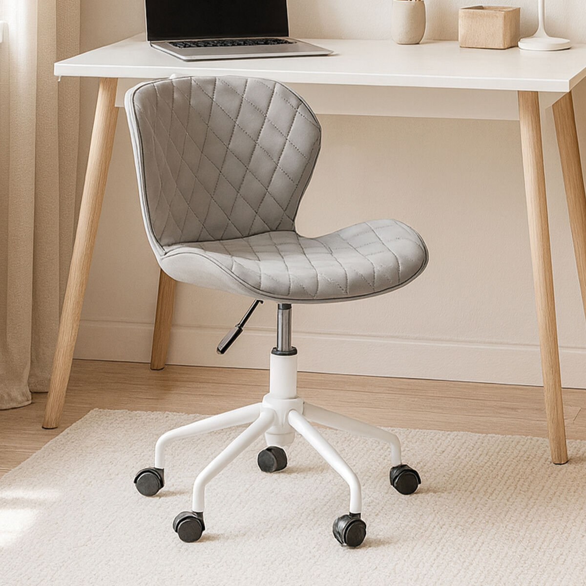 Orsina Brent Home Office Chair – Grey and White Swivel Desk Chair