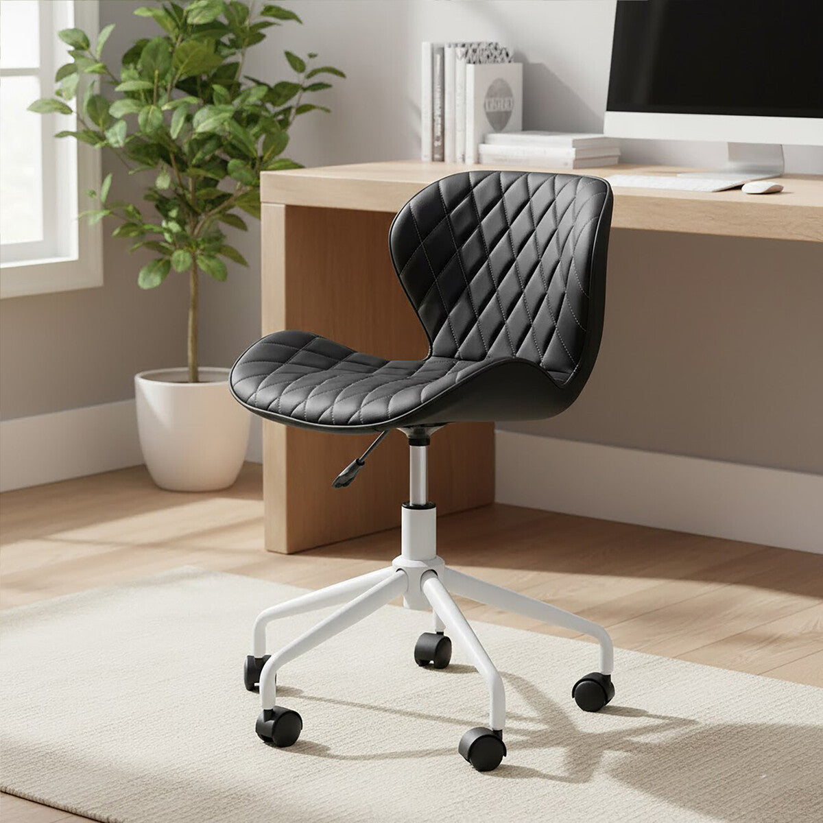 Orsina Brent Home Office Chair – Modern Black and White Swivel Task Chair