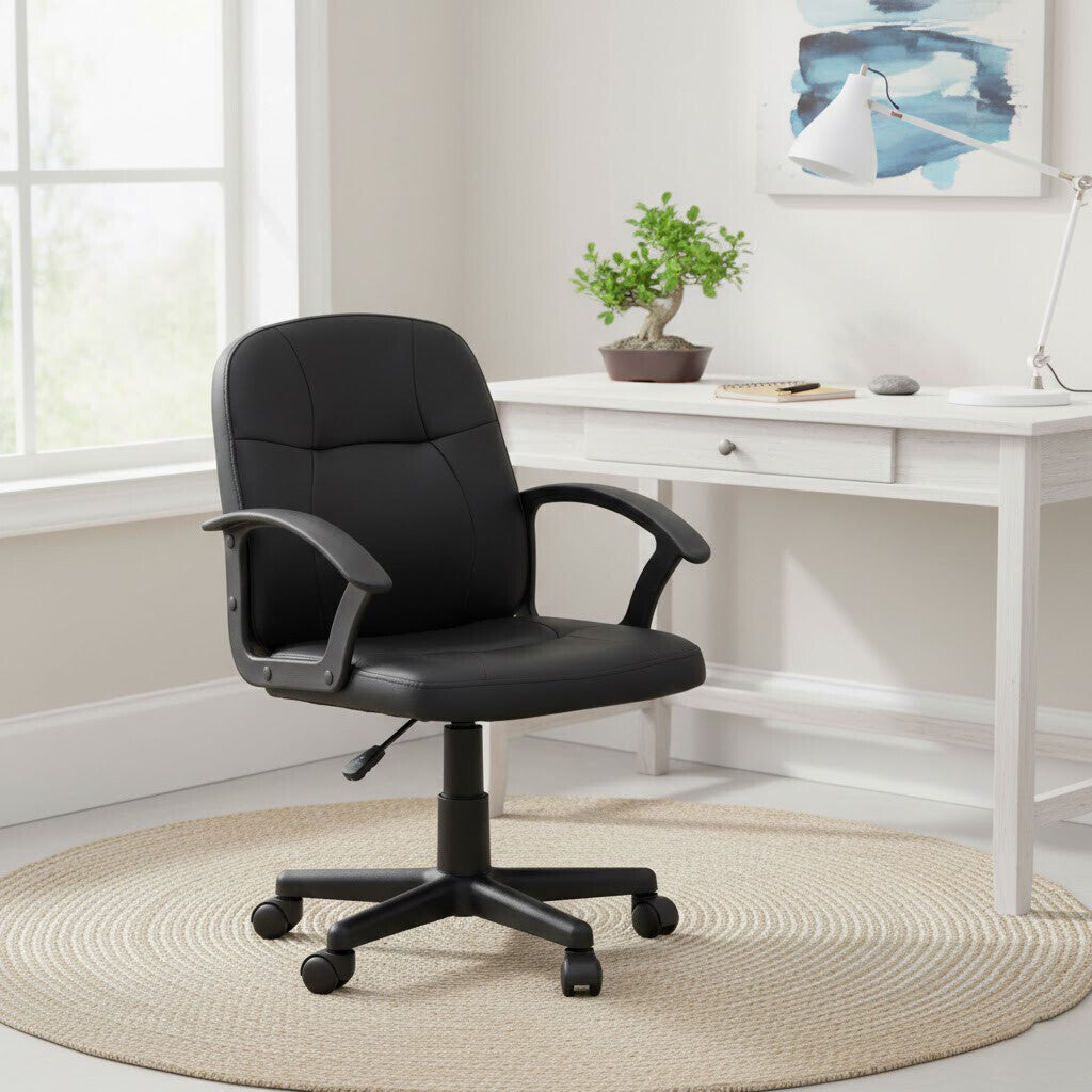 Orsina Brent Small Home Office Chair – Compact Armless Black Desk Chair