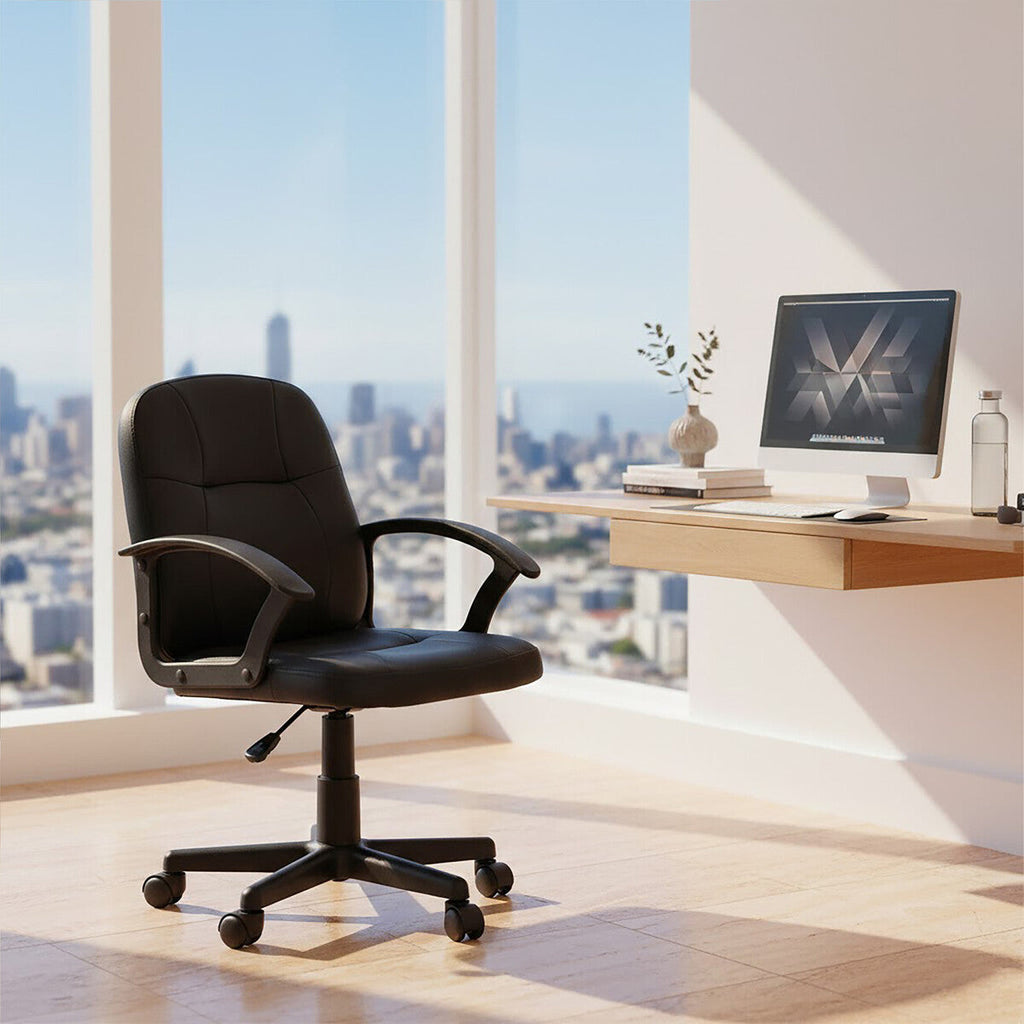 Orsina Brent Small Home Office Chair – Compact Armless Black Desk Chair