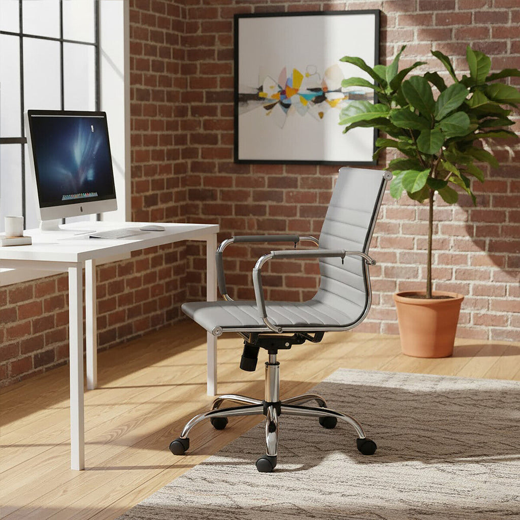 Orsina Brent Grey Low Back Home Office Chair – Compact Swivel Task Chair
