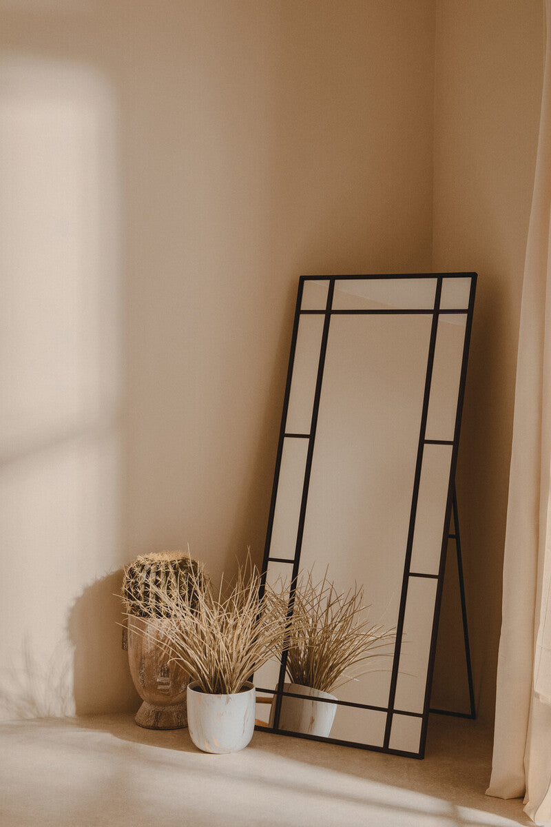 Orsina Tiana Full Length Floor Mirror – Black Metal Mosaic Frame