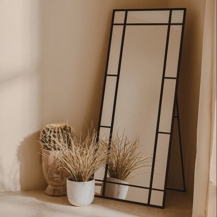 Orsina Tiana Full Length Floor Mirror – Black Metal Mosaic Frame