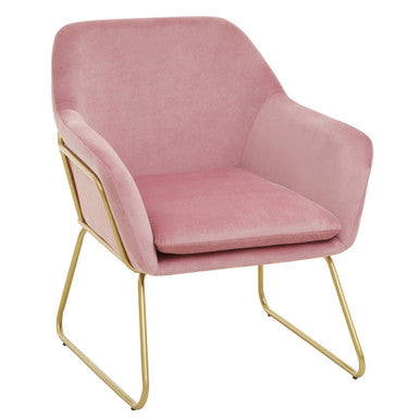 Orsina Xander Pink Velvet Accent Chair | Modern Gold Base Seating