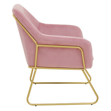 Orsina Xander Pink Velvet Accent Chair | Modern Gold Base Seating