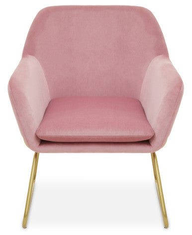 Orsina Xander Pink Velvet Accent Chair | Modern Gold Base Seating