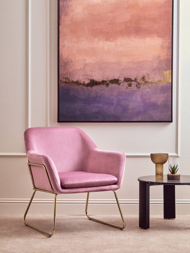 Orsina Xander Pink Velvet Accent Chair | Modern Gold Base Seating