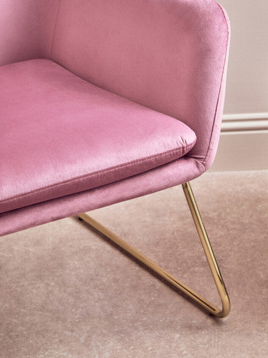 Orsina Xander Pink Velvet Accent Chair | Modern Gold Base Seating