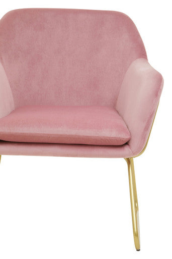 Orsina Xander Pink Velvet Accent Chair | Modern Gold Base Seating
