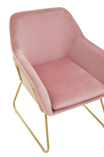 Orsina Xander Pink Velvet Accent Chair | Modern Gold Base Seating