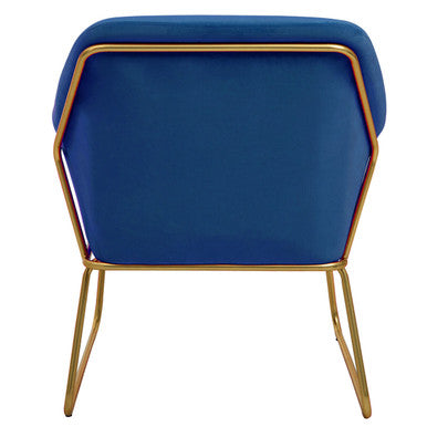Orsina Xander Midnight Blue Velvet Accent Chair with Brushed Gold Base