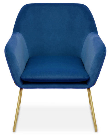 Orsina Xander Midnight Blue Velvet Accent Chair with Brushed Gold Base