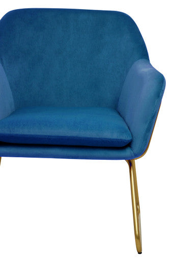 Orsina Xander Midnight Blue Velvet Accent Chair with Brushed Gold Base