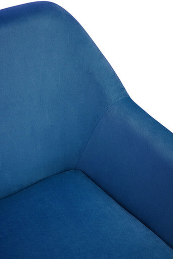 Orsina Xander Midnight Blue Velvet Accent Chair with Brushed Gold Base