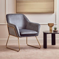 Orsina Xander Grey Velvet Accent Chair with Brushed Gold Base