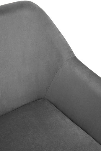 Orsina Xander Grey Velvet Accent Chair with Brushed Gold Base