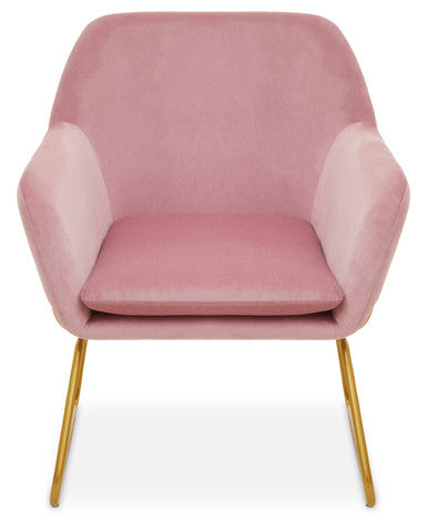 Orsina Xander Pink Velvet Modern Accent Chair | Gold Sled Frame