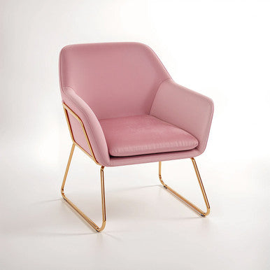 Orsina Xander Pink Velvet Modern Accent Chair | Gold Sled Frame