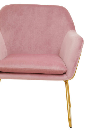 Orsina Xander Pink Velvet Modern Accent Chair | Gold Sled Frame