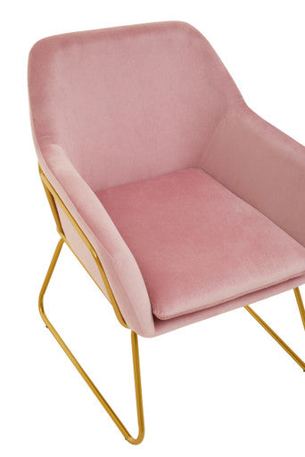 Orsina Xander Pink Velvet Modern Accent Chair | Gold Sled Frame