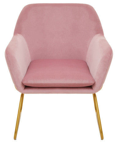 Orsina Xander Pink Velvet Modern Accent Chair | Gold Sled Frame