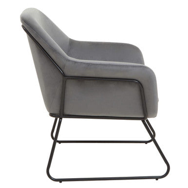 Orsina Xander Grey Velvet Accent Chair | Modern Black & Gold Frame