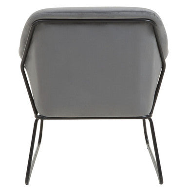 Orsina Xander Grey Velvet Accent Chair | Modern Black & Gold Frame