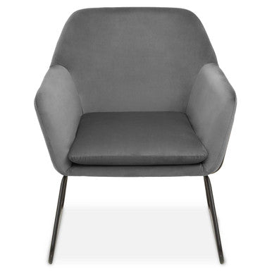 Orsina Xander Grey Velvet Accent Chair | Modern Black & Gold Frame
