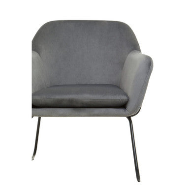 Orsina Xander Grey Velvet Accent Chair | Modern Black & Gold Frame