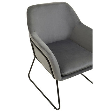 Orsina Xander Grey Velvet Accent Chair | Modern Black & Gold Frame