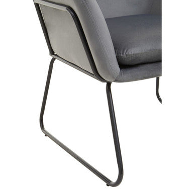 Orsina Xander Grey Velvet Accent Chair | Modern Black & Gold Frame