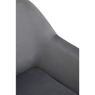 Orsina Xander Grey Velvet Accent Chair | Modern Black & Gold Frame
