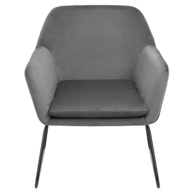 Orsina Xander Grey Velvet Accent Chair | Modern Black & Gold Frame