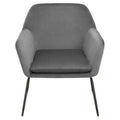 Orsina Xander Grey Velvet Accent Chair | Modern Black & Gold Frame