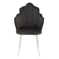 Orsina Tian Black Velvet Dining Chair with Scalloped Back and Chrome Legs