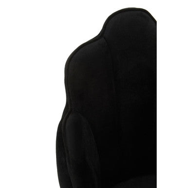 Orsina Tian Black Velvet Dining Chair with Scalloped Back and Chrome Legs