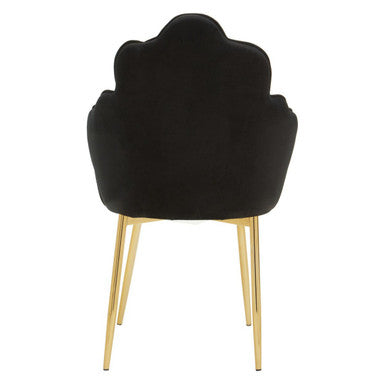 Orsina Tian Black Velvet Dining Chair | Scalloped Back with Gold Legs