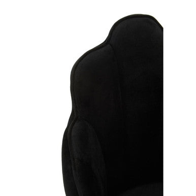 Orsina Tian Black Velvet Dining Chair | Scalloped Back with Gold Legs